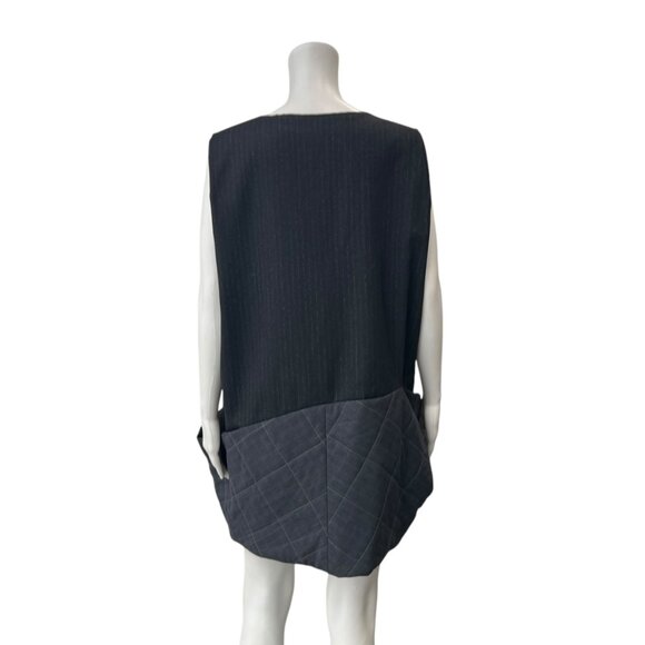 Ann Everett Black Pinstripe Pullover Quilted Puffer Tunic Dress one size - Picture 5 of 7